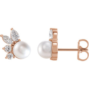 2019 Jewelry Design Trends Rose Gold Pearl Diamond Earrings