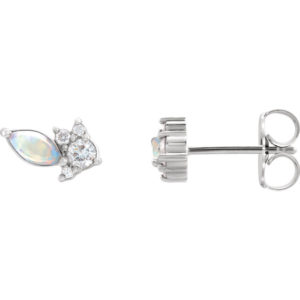 Opal Diamond Cluster Earrings