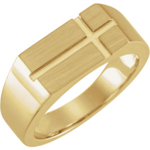 2019 Jewelry Design Trends Yellow Gold Rectangle Cross Signet Ring