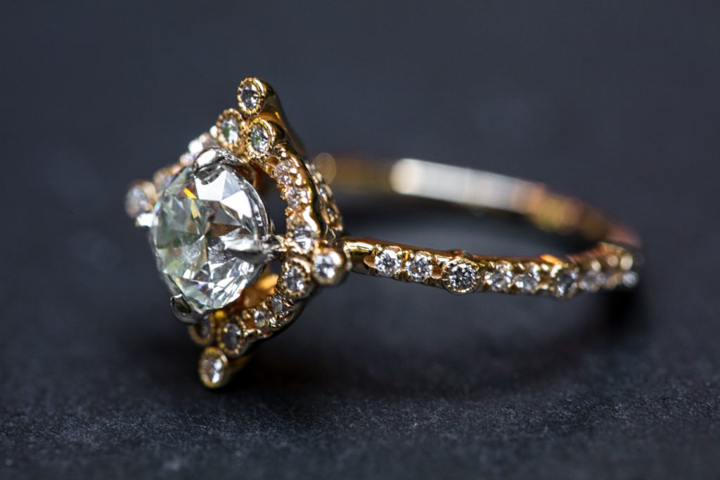 18K yellow gold custom designed engagement ring