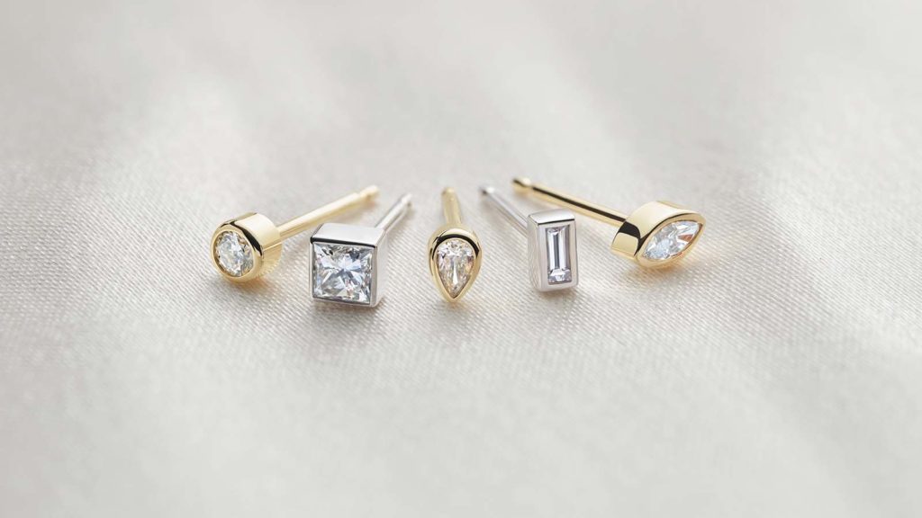 bezel-set diamond stud earrings