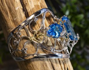 blue topaz custom jewelry design cuff